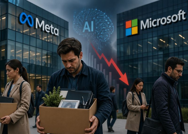 AI निवेश के चलते Meta और Microsoft में बड़ी छंटनी, 23,000 नौकरियों पर खतरा