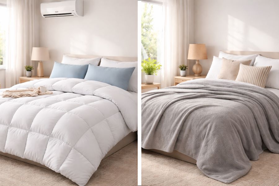 AC में सोने के लिए क्या चुनें – कंबल या कम्फर्टर? समझें दोनों का फर्क