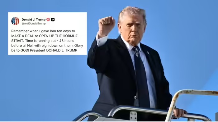 48 घंटे में होर्मुज खोलने की चेतावनी, ट्रम्प का कड़ा रुख : ईरान ने कहा – घबराहट में दी जा रही धमकी 48 घंटे में होर्मुज खोलने की चेतावनी, ट्रम्प का कड़ा रुख : ईरान ने कहा – घबराहट में दी जा रही धमकी