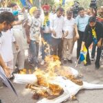 पंजाबी समुदाय पर टिप्पणी को लेकर भाजपा मुख्यालय के बाहर ‘आप’ का जोरदार विरोध प्रदर्शन