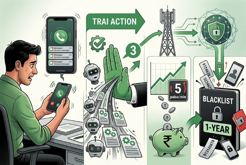 स्पैम कॉल पर TRAI का बड़ा एक्शन: 3 शिकायतों पर शुरू होगी कार्रवाई, रोबोकॉल के लिए देना होगा 5 पैसे/मिनट; दोषी नंबर एक साल तक ब्लैकलिस्ट स्पैम कॉल पर TRAI का बड़ा एक्शन: 3 शिकायतों पर शुरू होगी कार्रवाई, रोबोकॉल के लिए देना होगा 5 पैसे/मिनट; दोषी नंबर एक साल तक ब्लैकलिस्ट