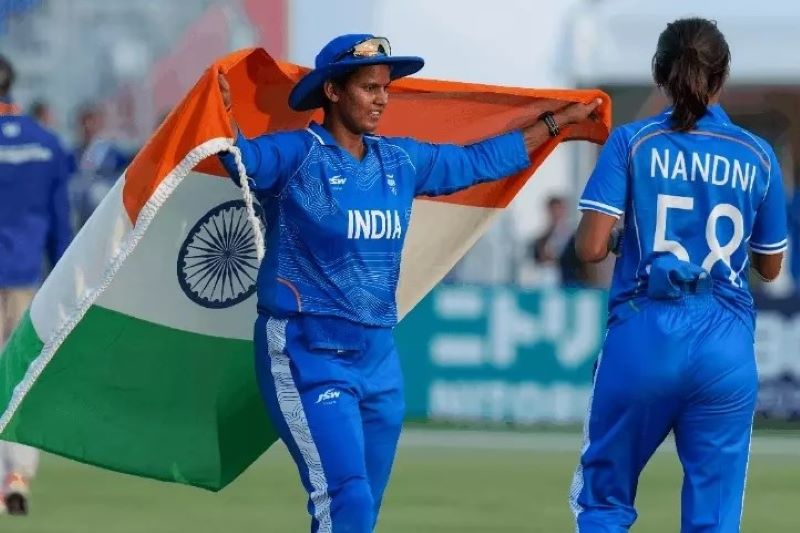 भारतीय महिला टीम ने एशियन गेम्स में फिर लहराया तिरंगा: श्रीलंका को 147 रन से रौंदकर लगातार दूसरी बार जीता गोल्ड